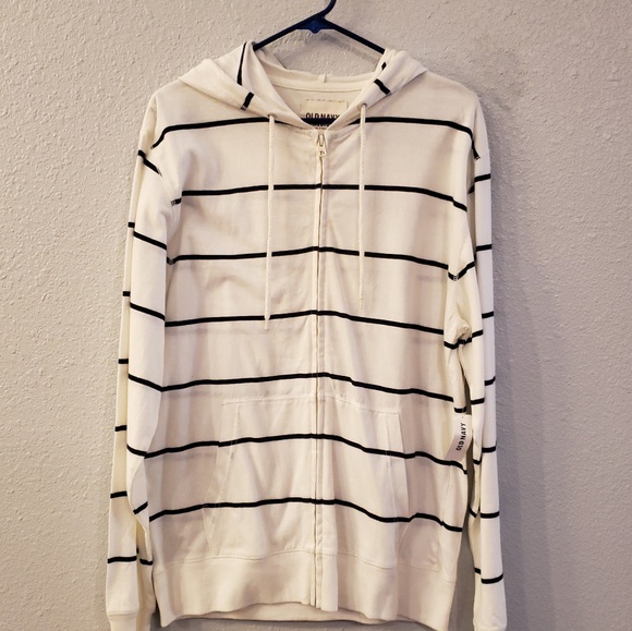 Old Navy black white striped light weight full zip - Picture 1 of 5